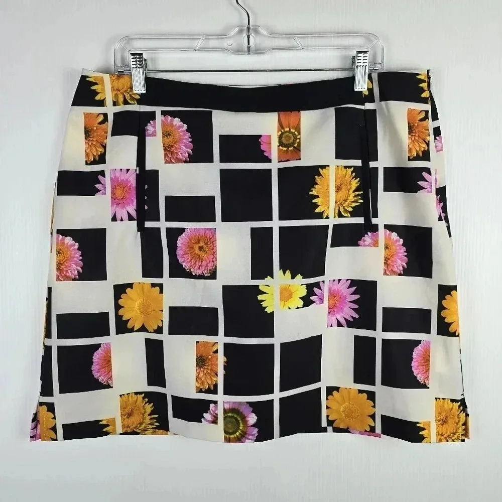 Ep Pro Women's White Black Yellow Pink Floral Golf Skort Size 14